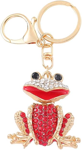 Cute Frog Rhinestone Key Chain Lovely Animal Key Ring for Women Car Keys Holder Bag Purse