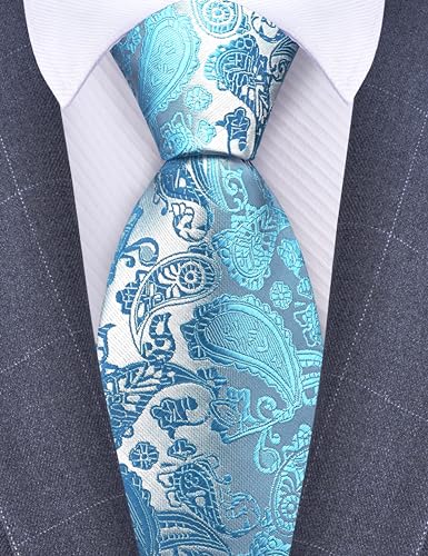 Image of GUSLESON 3.15 inch(8cm) Fashion Paisley Ties Mens Woven Jacquard Necktie for Wedding