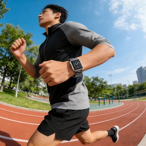Image of Black Stainless Steel for Apple Watch Chain Band 38-42mm | 304 Stainless Steel Chain Strap Adjustable Links Double Clasp Fits S10 /Ultra /Se3 Wrist 6.3-8.07in Durable Luxury Metal Band