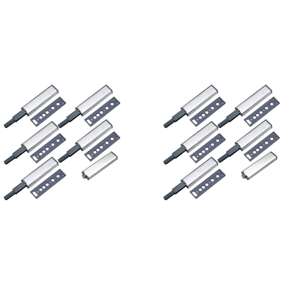 Jnchdghwa Silver & Gray Push Latches For Cabinets 12 Pack Push To Open Cabinet Hardware Push Press Kitchen Door Push Release