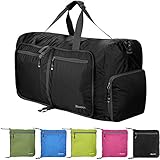 Reisetasche Groß Leichte Faltbare 85L Reisegepäck Duffle Taschen Weekender Übernachtung Taschen Reisetasche Sporttasche für Herren Damen Sport Reisen Gym Urlaub (Schwarz)