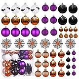 Pack of 56 Halloween Hanging Ball Ornaments, Shatterproof Balls Spider Bat Ornaments for Indoor Halloween Tree Decorations, Home Decorations (Multi)