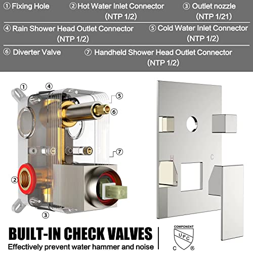 Shower System Wall Mounted 10 Inch For Bathroom,Rain Shower Combo Set With Handheld Spray,Luxury Rainfall Shower Head Rough-In Valve And Trim Included(Chrome Polished) #TOP3