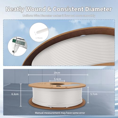Image of 3D Printing Filament high-Speed PLA Filament 1.75mm 300mm /s 1kg Cardboard Spool Dimensional Accuracy + /- 0.03 mm Fit Most 3D FDM Printer-White