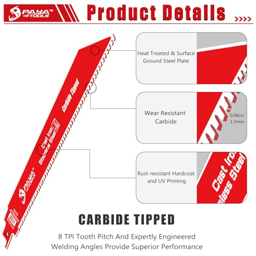 PAYA TOOLS Carbide Reciprocating Saw Blade