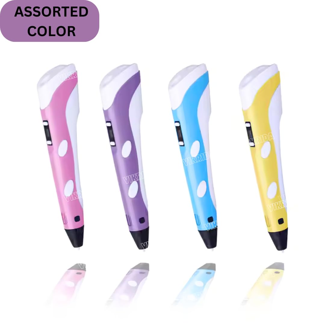 VikriDA 3D Printing Pen with LCD Display & 3 PLA Filament Colors | USB Powered 3D Drawing Pen for Kids & Adults β Multicolor 4