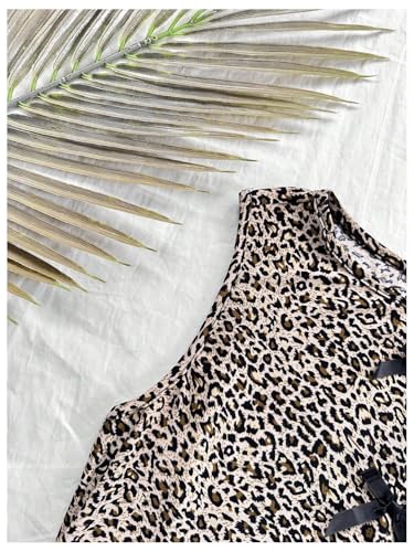 GORGLITTER Girl's Leopard Print Bow Tank Top Cute Crewneck Sleeveless Split Cheetah Tee3