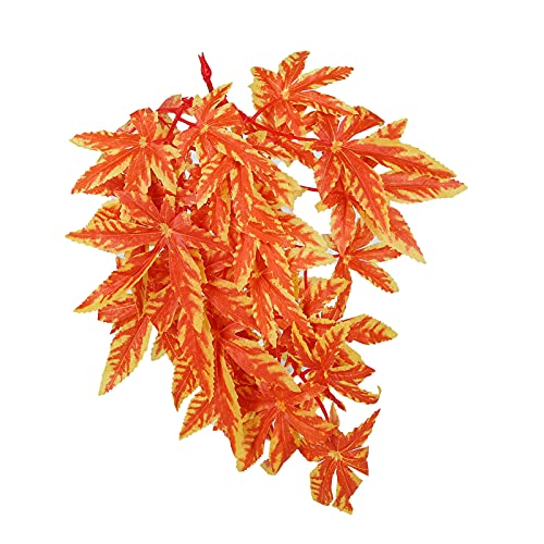 evhooe Artificial Reptile Plants, Artificial Plastic Plant, Lifelike Plastic Plant, Hanging Leaves, Decoration with Suction Cup for Reptiles, Terrarium, Aquarium (T-007 Orange)