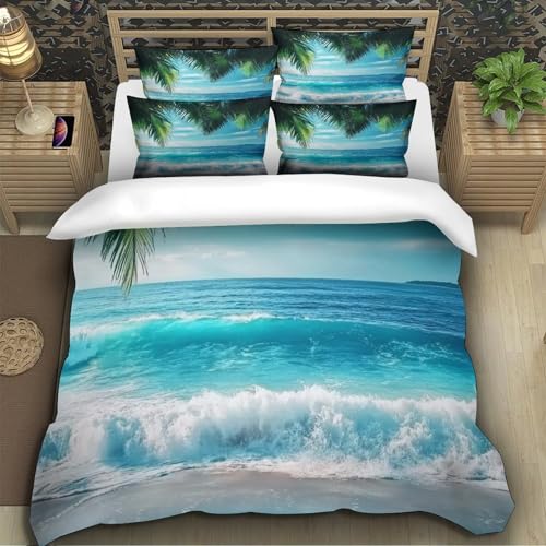 Housse de couette plage tropicale 3D pour chambre d'ado