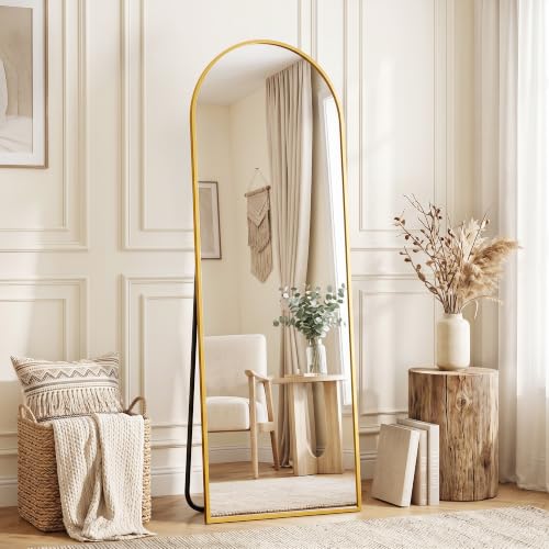 Image of Full Length Mirror, 56 inchx14 inch Arched Floor Mirror ShatterProof Glass
