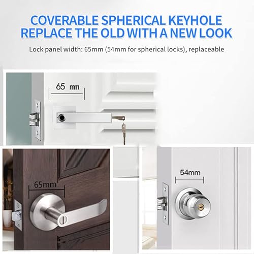 Yszbiay Fingerprint Lock Biometric Safe Deadbolt With Handle Electronic Door Knob With 30 Fingerprints Suitable For Home,Hotel,Office,Indoor Door Office And Other Private Spaces (Silver #TOP3