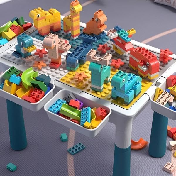 Frilla Tavolo Multifunzionale per Bambini con Piano Reversibile – Tavolo attività per Disegnare, Giocare e Costruire, Tavolino per Bambini con Spazio Portaoggetti – Koclinka
