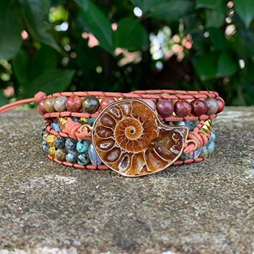 Image of YGLINE Boho Handmade Wrap Leather Tube Crystal Stone Bracelet for Women