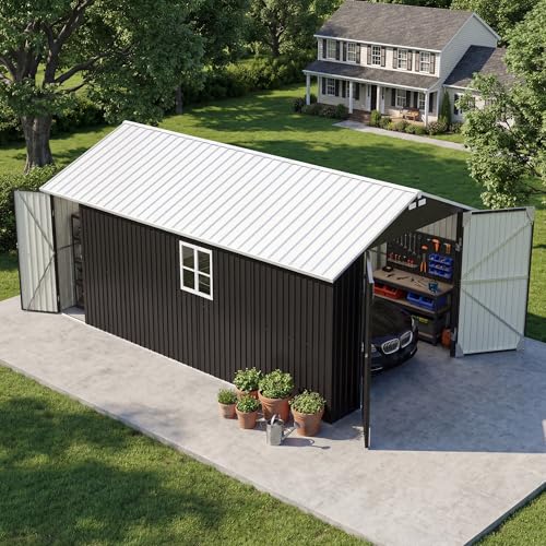 Patiowell 12x20 FT Enclosed Metal Carport, Large Heavy Duty Car Port with Galvanized Steel Frame,...