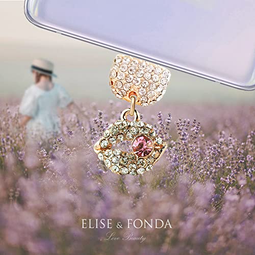 Elise & Fonda Tp176 Type-C Usb Charging Port Crystal Anti Dust Plug Little Kiss Lip Pendant Cell Phone Charm For Samsung Galaxy/Huawei/Oneplus/Xiaomi/Oppo Android Phones( White ) #TOP1