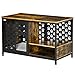 Pawhut Casa para Gatos de Madera con Mesita Superior y Estantes de Almacenaje Cueva Cama para Gatos con Cojín Lavable y Puerta Corredera Acero 101x52x60 cm Marrón Rústico