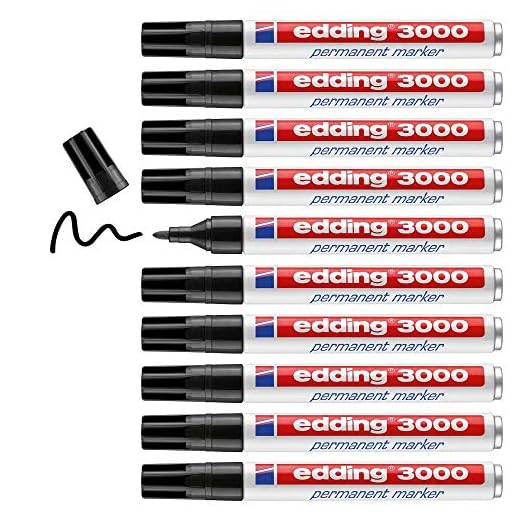 Edding 3000-001 - Paquete de 10 marcadores permanentes, color negro