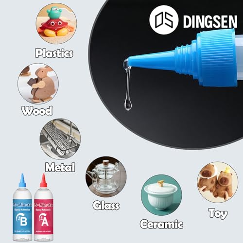 Image of Epoxy Glue - 125+125g Quick Cure 5 Minute Epoxy Adhesive - Super Tough and Durable - Clear 2 Part Epoxy Glue for Repairing Hard Plastics, Metals, Ceramics, Wood, Etc