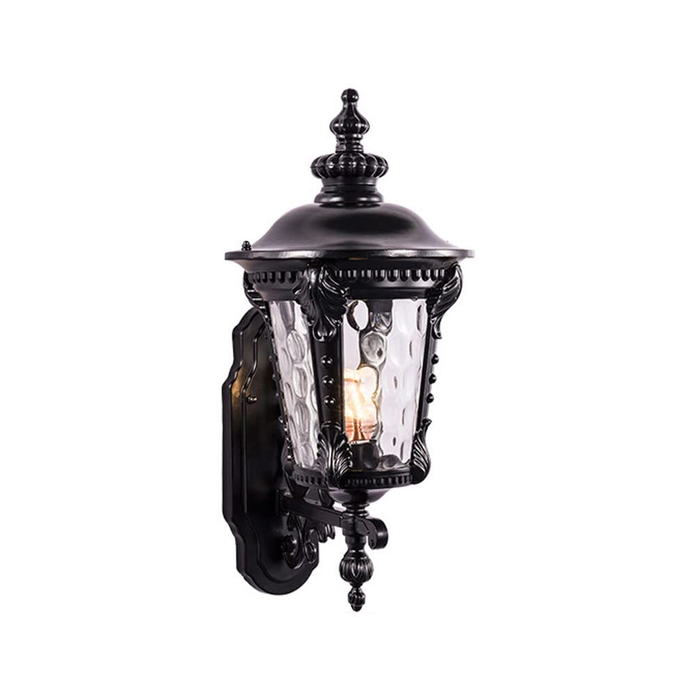 Applique murale extérieur noir H48 cm avec douille E27 et abat-jour en verre