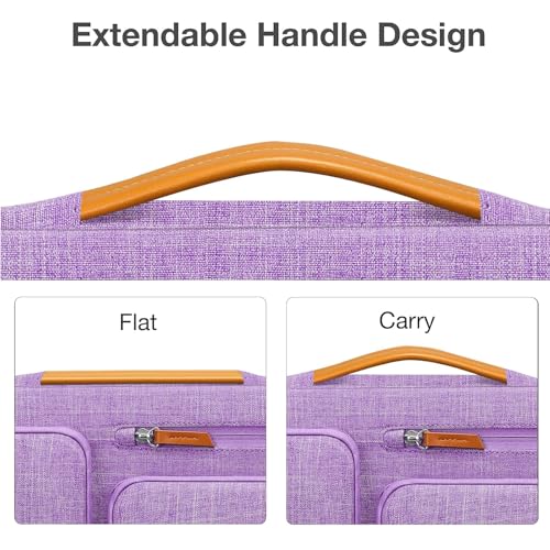 Image of MOSISO 360 Protective Laptop Case 16 inch, 15-15.6 inch Laptop Sleeve Compatible with MacBook Pro 16, HP, Acer, Dell, Lenovo, ASUS, Side Open Carrying Case with 4 Zipper Pockets&Handle, Lilac