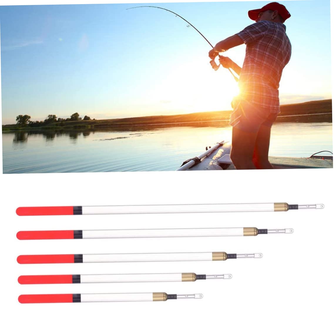 Clear Waggler Floats, Fishing Floats Loaded Coarse Fishing Tackle Insert Folaters Floating Tube Set Red 20PCS, Loaded Coarse Folaters