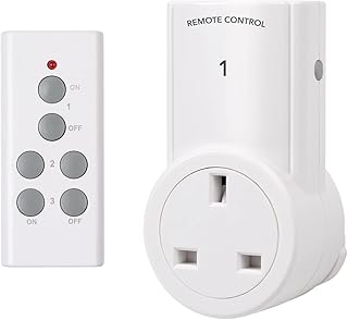 HBN Remote Control Plug Socket, 13A/3120W Wireless Light Switch 30M/100ft Operating Range for Household Appliances, 1 Pack Sockets and 1 Remote