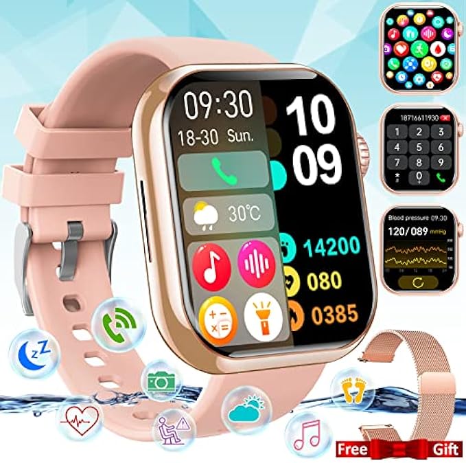 Smart Watch for Men Women,Smartwatch with Blood Pressure Body Temperature Heart Rate Monitor 1.88" Touch Screen Bluetooth Watch (Make/Answer Call) IP67 Waterproof Smart Watch for Android iOS Phones
