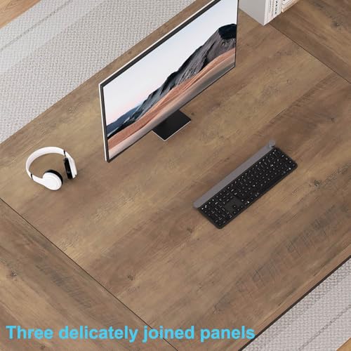 Image of HSH Extra Large Home Office Desk, Rustic Wood and Metal Computer Desk for 2 People, 78 Inch Long Executive Writing Study Gaming Double Desk Workstation, Bedroom Living Room PC Table for 2 Monitors