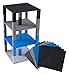 Premium Space Themed Blue, Gray, Black, and Light Gray Stackable Base Plates - 12 Pack 6" x 6" Baseplate Bundle with 100 New and Improved 2x2 Stackers - Compatible with All Major Brands