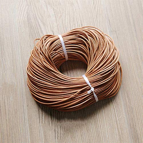 JJESC 2Meter Genuine Leather Cord Brown Black Round Cow Leather Rope 1.5/2/3/4/5mm Solid String DIY Necklace Bracelet Jewelry Making (Color : Nude Colour, Size : 4mm)
