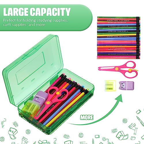 Image of Fainne 24 Pack Clear Plastic Pencil Box,Red, Blue, Green