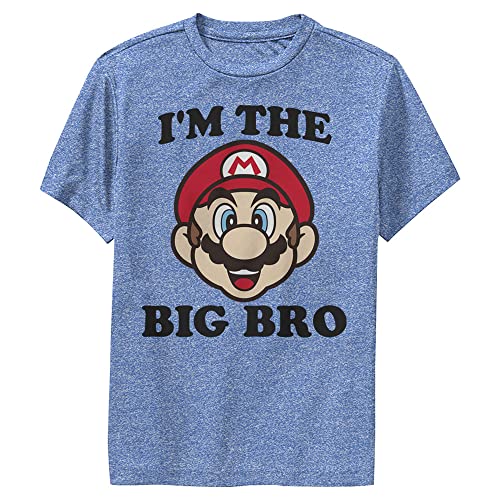T-shirt Nintendo Big Bro garçon bleu roi chiné XL le cadeau d'anniversaire parfait