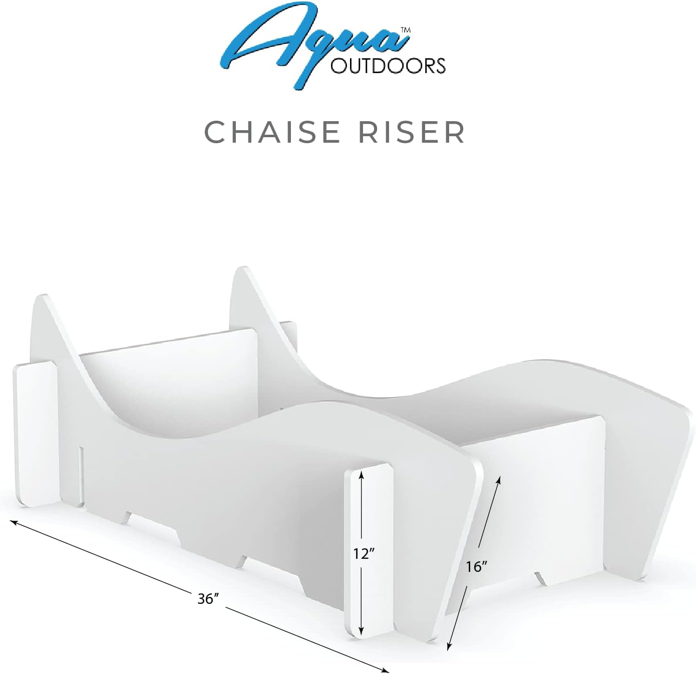 Aqua Outdoors in-Pool DEEP Ledge Chaise Set - Two Chaises - Two Headrest Pillows - Chaise Risers and One Large in Pool Side Table - for ledges 9"-14" inches Deep (Classic White-Blue)