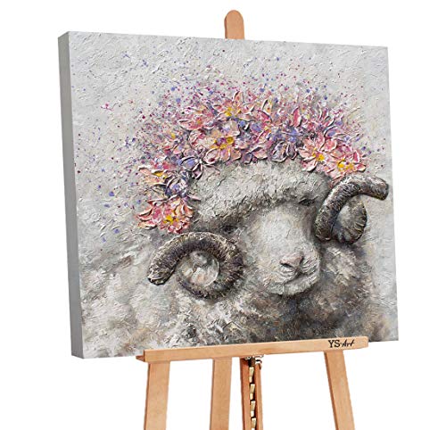 YS-Art Premium | Tableau Peinture Acrylique La prospérité Peint à la Main Tableau Peinture sur Toile Unique Gris PS 071