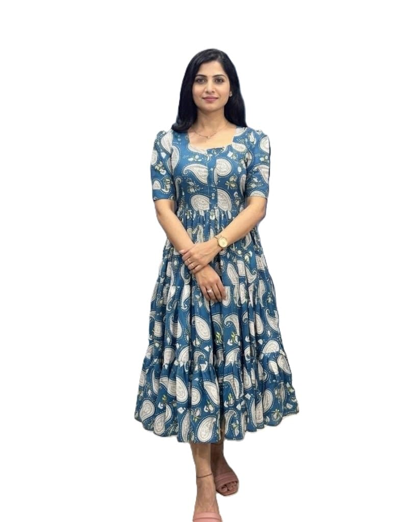 Women's Poly-Rayon Floral Print One-Piece Dress-image-18