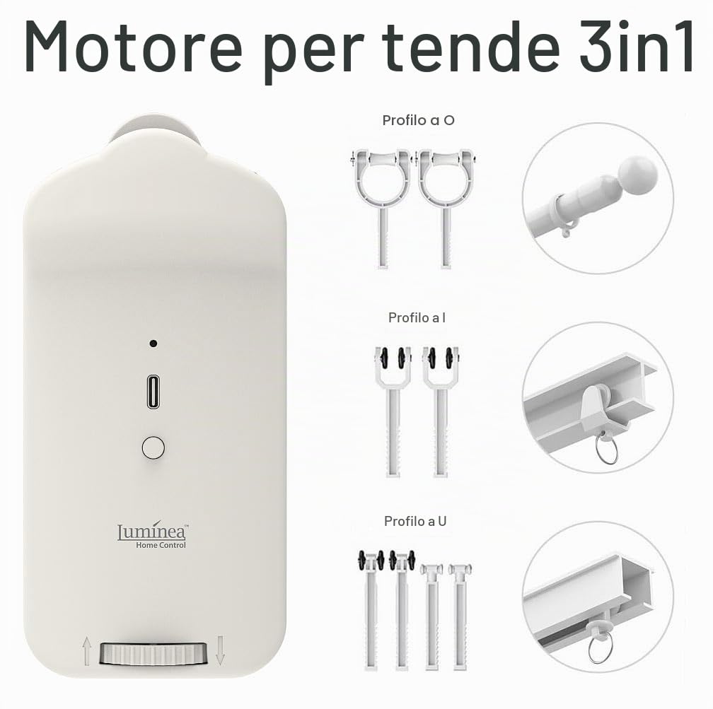 Luminea Home Control motore per tende: Motore universale per tende 3in1 intelligente, Batteria Li-Ion da 5.200 mAh, Bluetooth (telecomando, compatibile Tuya, alexa)