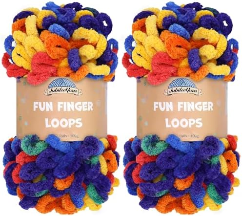 JubileeYarn Fun Finger Loops Yarn - Polyester Jumbo Weight Loop Yarn - 100g/Skein - Hestia - 4 Skeins