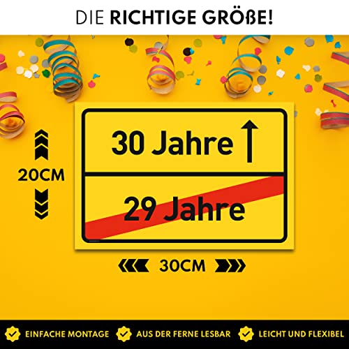 30 Geburtstag Schild für Frauen und Männer - Deko Geschenke Schild zum 30 Geburtstag - 30x20 cm Kunststoff (Ortsschild)