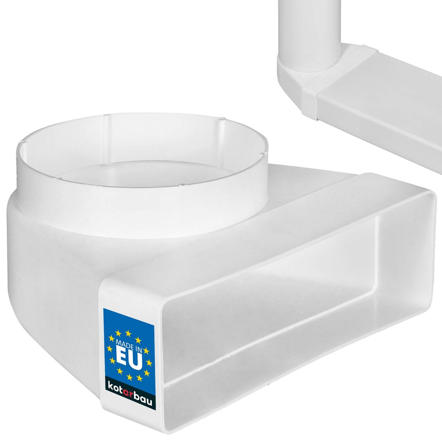 Kotarbau White Kotarbau® Deflection Piece 90° For Ventilation Duct 204 X 60 Mm Plastic Transition Piece Diameter 125 Mm Duct Connector Duct Elbow Exhaust Air Supply Air Duct Connector For Flat Duct Round