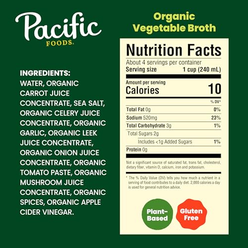 Image of Pacific Foods Organic Vegetable Broth, Plant Based, 32 oz Carton