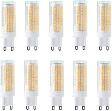 Dimmable G9 LED Bulb Energy Saving 360 Beam Angle, 5W/400-450LM, 50 Watt Halogen Bulbs Equivalent, 3000K/6000K, AC100-130V, 10-Pack,by LLP-LED Color Warm white