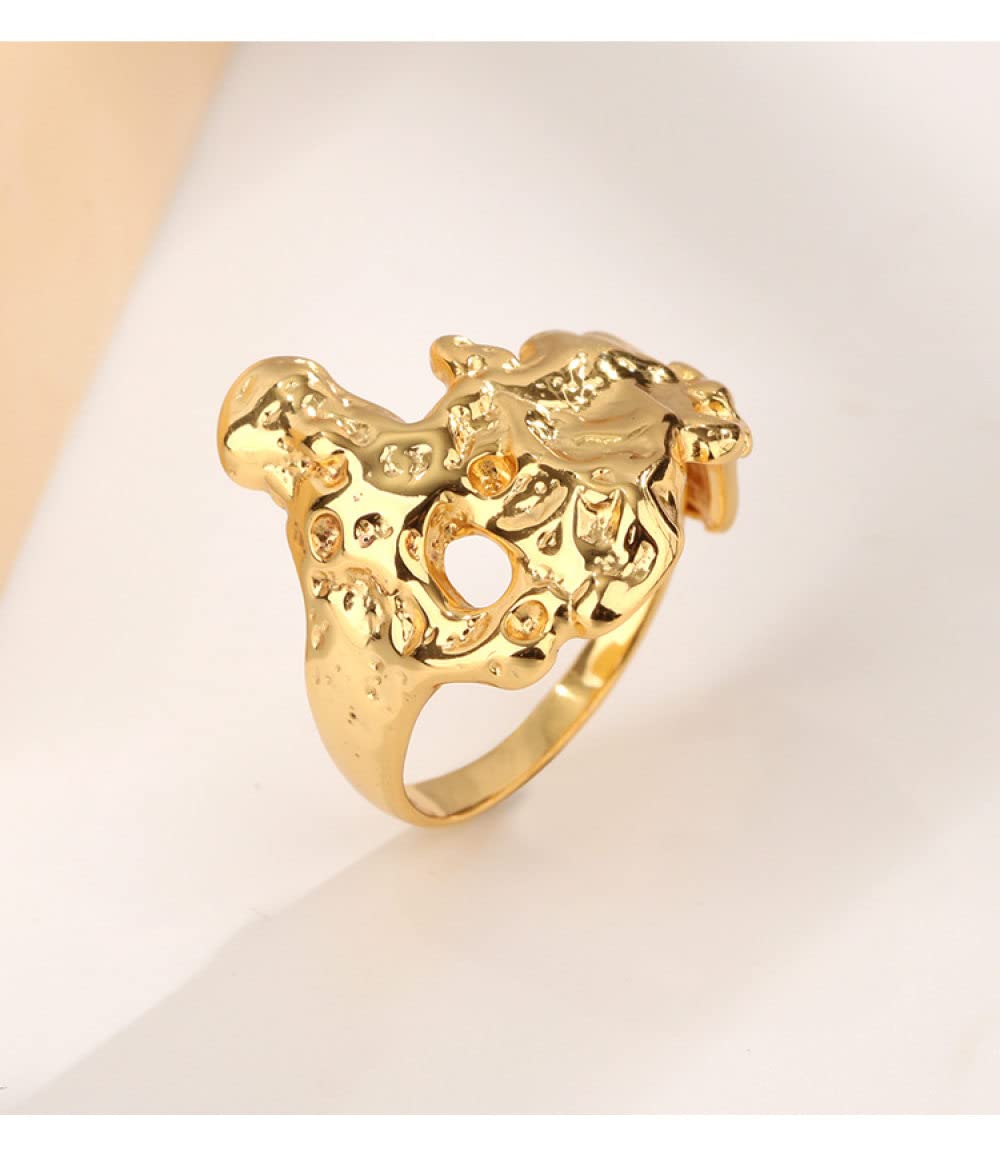 HGJH Anello in Argento Sterling 925,Anelli Regolabili per Le Donne d'oro Modello Martellato 925 Anelli di Eternità Irregolarità FEDI Nuziali Anelli di Promessa per Ragazze Signore