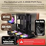 Genuine Walnut Wood PC Case, Pre-Installed 4 x 120mm ARGB & PWM Fans, Type-C Port, Panoramic View Tempered Glass Side Panel, Black, ATX Case, Mid-Tower, Mirage 6 - Image 3