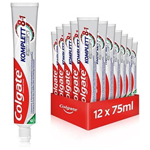 Colgate Zahnpasta Komplett Ultra Weiß 12x75ml - Zahncreme für natürlich weiße Zähne, Komplettschutz für gesunde Zähne Cover