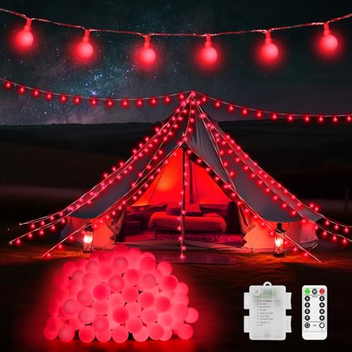 JXLEDAYY Guirnalda de luces LED de 12 m para exteriores, IP44, impermeable, funciona con pilas, luces de Navidad con control remoto, 8 modos para dormitorio, patio, jardín, fiesta, decoración interior