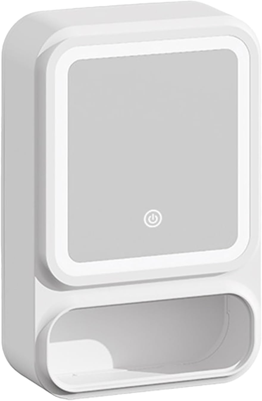 Bathroom Mirror Cabinet - Wall Mounted Storage, Led Light Organizer, Magnetic Door Tissue Dispenser, Modern Decor | Bathroom Wall Cabinet with Mirror for Shampoo Makeup Toiletries Storage Organization