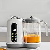 Robot Cuiseur Mixeur Bébé,400mL Cuiseur Vapeur Mixeur Multifonctions Automatique,Cuisson Automatique & Hachage,Mixer et Réchauffer Les Aliments,Écran Tactile,pour Purées Maison Sain (Blanc)