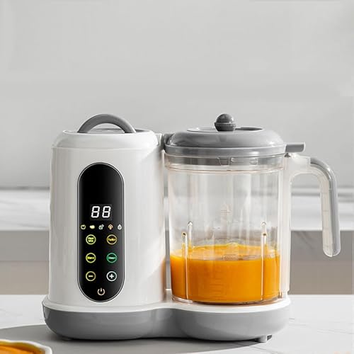 Robot Cuiseur Mixeur Bébé,400mL Cuiseur Vapeur Mixeur Multifonctions Automatique,Cuisson Automatique & Hachage,Mixer et Réchauffer Les Aliments,Écran Tactile,pour Purées Maison Sain (Blanc)