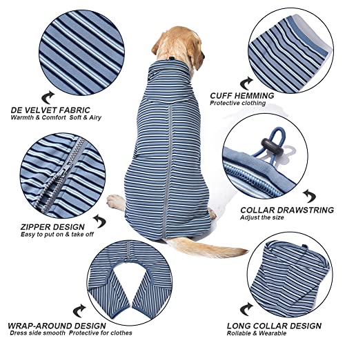 Koogal Dog Pajamas For Large Dogs，Four Feet Dog Lightweight Pajamas,Large Dog Jumpsuit，Dog Surgical Recovery Rajamas，Stylish Pjs Costume For Giant Large Medium Dogs(Blue Stripe,6Xl) #TOP1