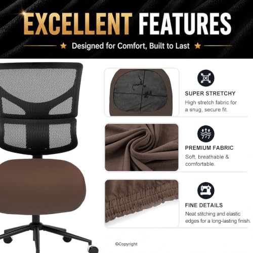 Image of DIVA EN CAMINO DEC Stretchable Desk Office Chair Seat Cushion Covers - Universal Spandex Computer Chair Slipcover - Removable Washable Cushion Protectors for Dogs, Cats, Pets (Mocha)